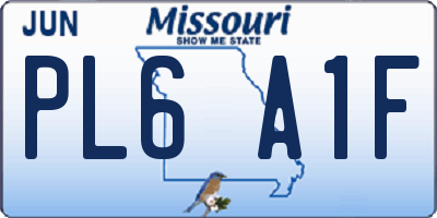 MO license plate PL6A1F