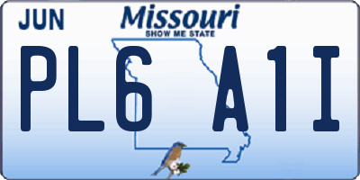 MO license plate PL6A1I