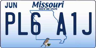 MO license plate PL6A1J