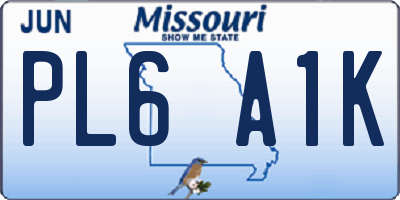 MO license plate PL6A1K