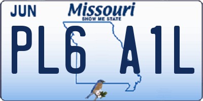MO license plate PL6A1L