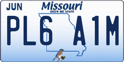 MO license plate PL6A1M