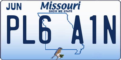 MO license plate PL6A1N