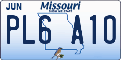 MO license plate PL6A1O