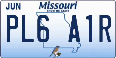 MO license plate PL6A1R