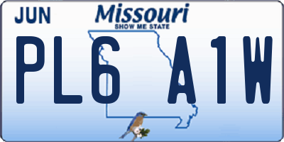 MO license plate PL6A1W