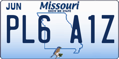MO license plate PL6A1Z
