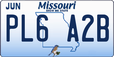 MO license plate PL6A2B