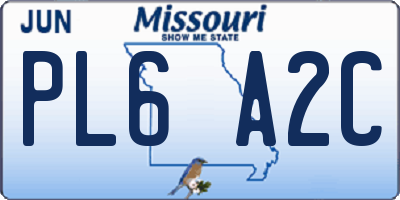 MO license plate PL6A2C