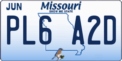 MO license plate PL6A2D
