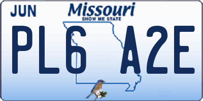 MO license plate PL6A2E