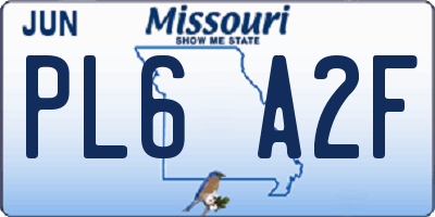 MO license plate PL6A2F