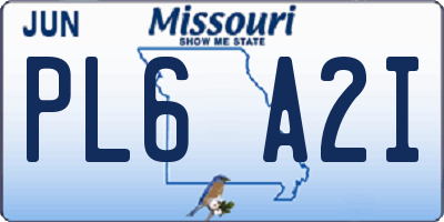 MO license plate PL6A2I