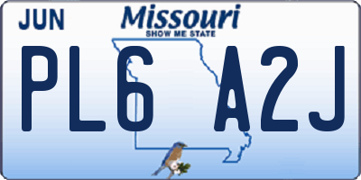 MO license plate PL6A2J