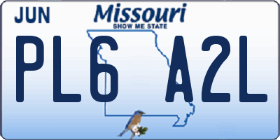 MO license plate PL6A2L