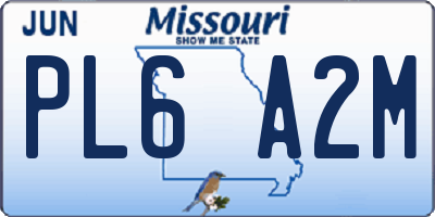 MO license plate PL6A2M
