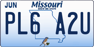 MO license plate PL6A2U
