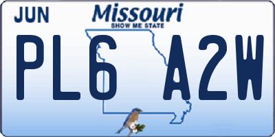 MO license plate PL6A2W