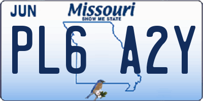 MO license plate PL6A2Y