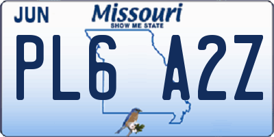 MO license plate PL6A2Z