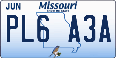 MO license plate PL6A3A