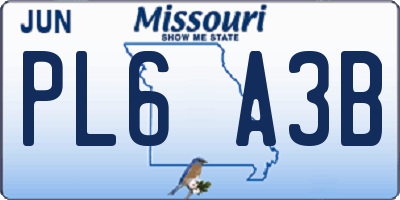 MO license plate PL6A3B