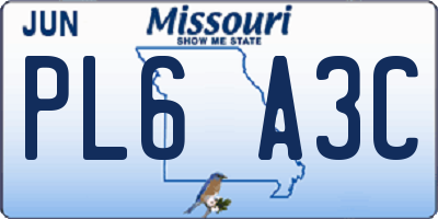 MO license plate PL6A3C