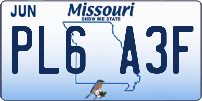 MO license plate PL6A3F