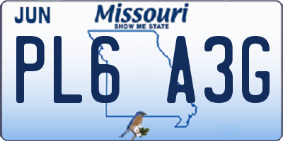 MO license plate PL6A3G