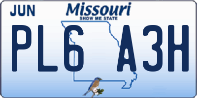 MO license plate PL6A3H