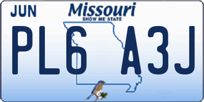 MO license plate PL6A3J
