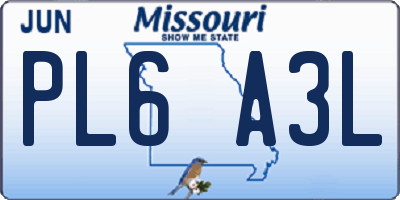 MO license plate PL6A3L
