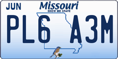 MO license plate PL6A3M
