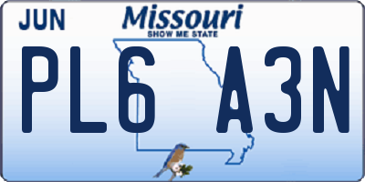 MO license plate PL6A3N