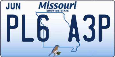 MO license plate PL6A3P