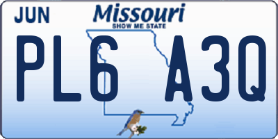 MO license plate PL6A3Q