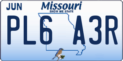 MO license plate PL6A3R