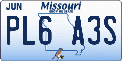 MO license plate PL6A3S