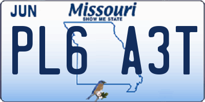 MO license plate PL6A3T