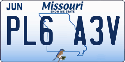 MO license plate PL6A3V