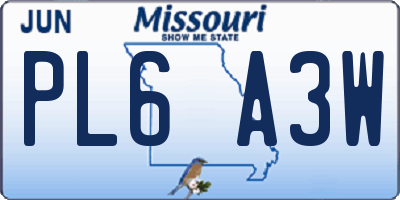 MO license plate PL6A3W