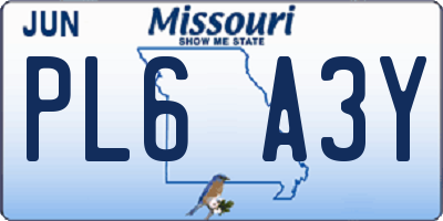 MO license plate PL6A3Y