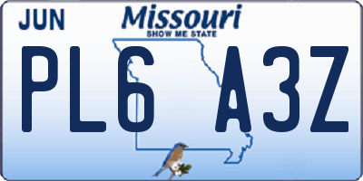 MO license plate PL6A3Z