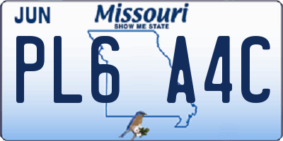 MO license plate PL6A4C