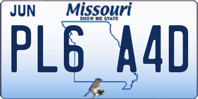 MO license plate PL6A4D