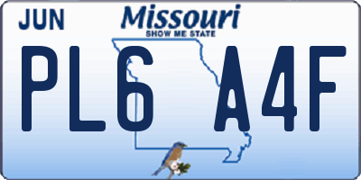 MO license plate PL6A4F