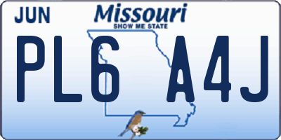 MO license plate PL6A4J