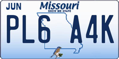 MO license plate PL6A4K