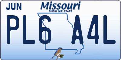 MO license plate PL6A4L