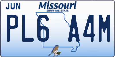 MO license plate PL6A4M